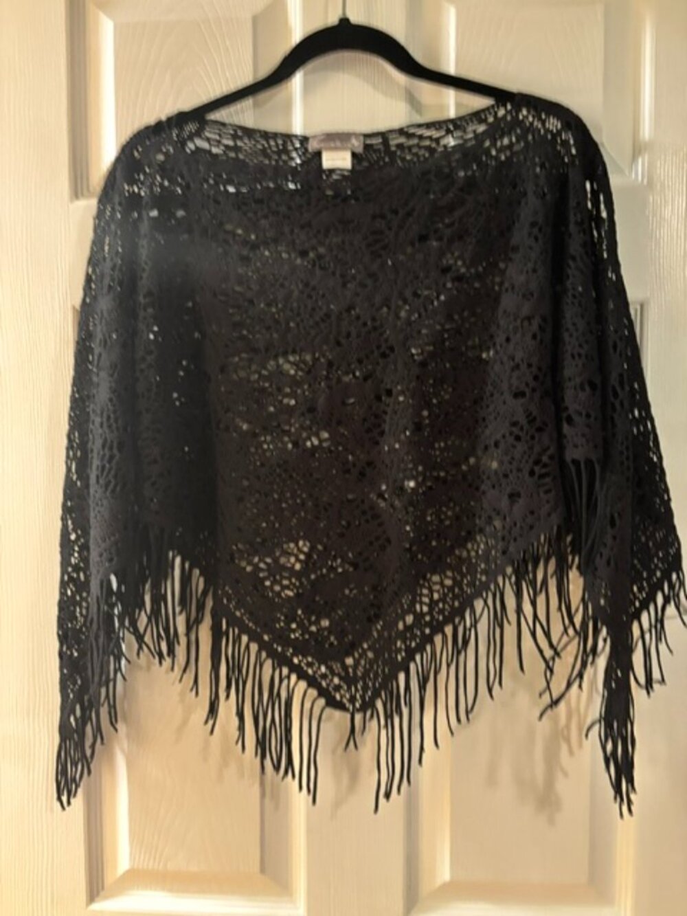 Papillon blanc Women Black crochet-look piano shawl L